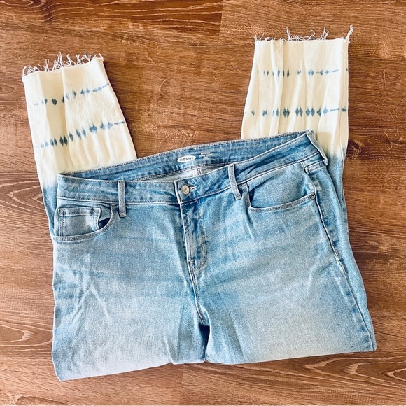 Old Navy Light Wash Bleach Ombre Rockstar Super Skinny Ankle Midrise Jeans 14 - Picture 1 of 9